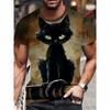 Funny Cat Pattern 3D Printed Short Sleeve T-Shirt Oversized Casual Tops Summer Men's O-Neck T-Shirts