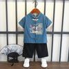 Completo Estivo da Ragazzo a Maniche Corte Stile Cinese per Bambini Hanbok Bello Completo Tang Cotone Lino Sezione Sottile di Abbigliamento Antico