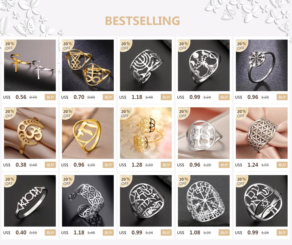 Dawapara Crescent Moon Fashion Women Ring Lunar Moon Phase Witch Stainless Steel Lucky Amulet Minimalist Jewelry