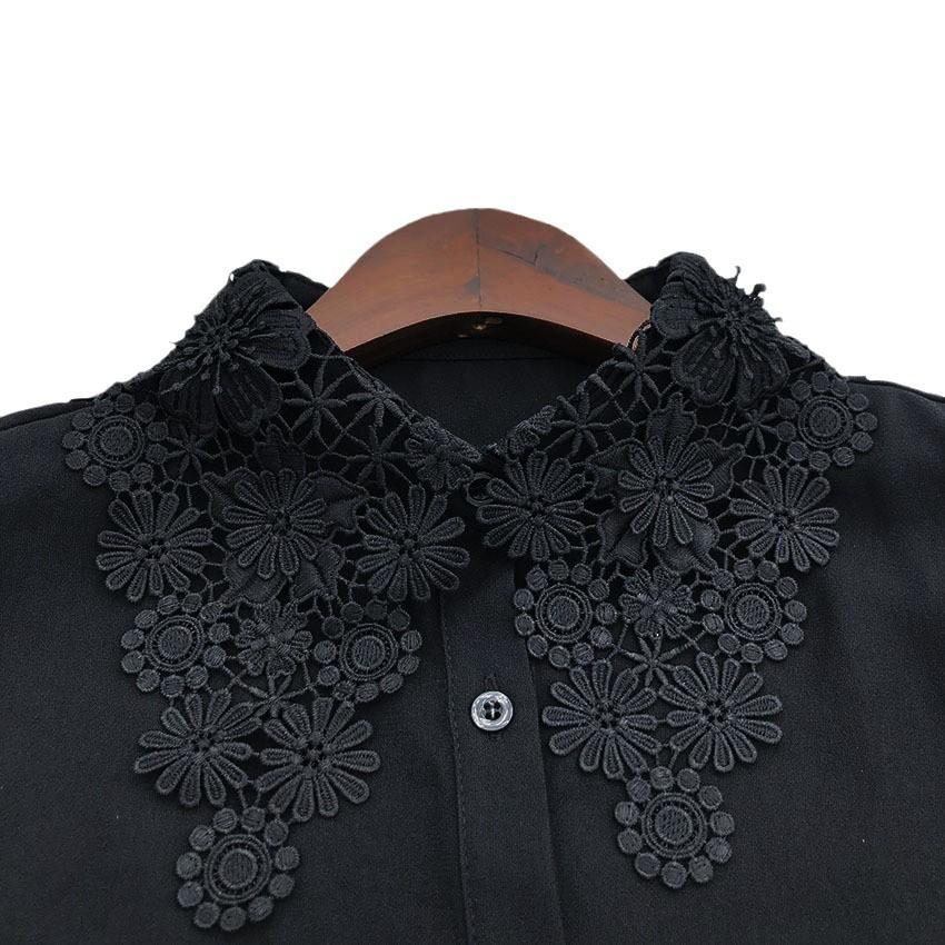 Neues Design Hemdkragen Falscher Kragen Damen Aushöhlen Blume Knopf Halbes Hemd Abnehmbarer Kragen Abnehmbare Halsbekleidung Falsche Krawatten
