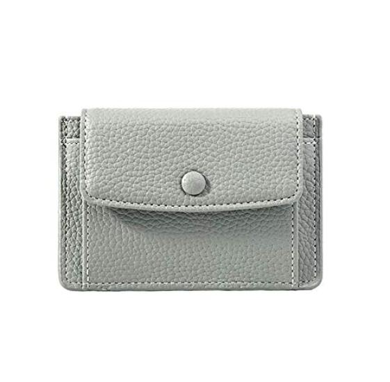

Oh.makasenet Slim Mini Wallet with Card and Coin Case, Thin Design, PU Leather (Gray 05)