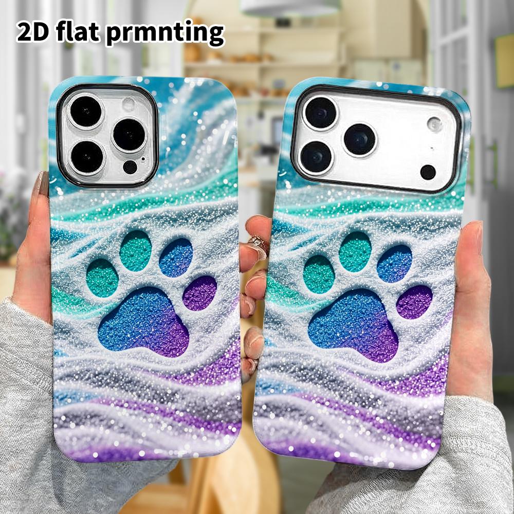 Phone Case: 2D Flat Design Suitable for iPhone 18, 17, 16, 15, 14, 13 Pro Film Protective Case, Couple Style, Cat Paw Print, Christmas and Halloween G