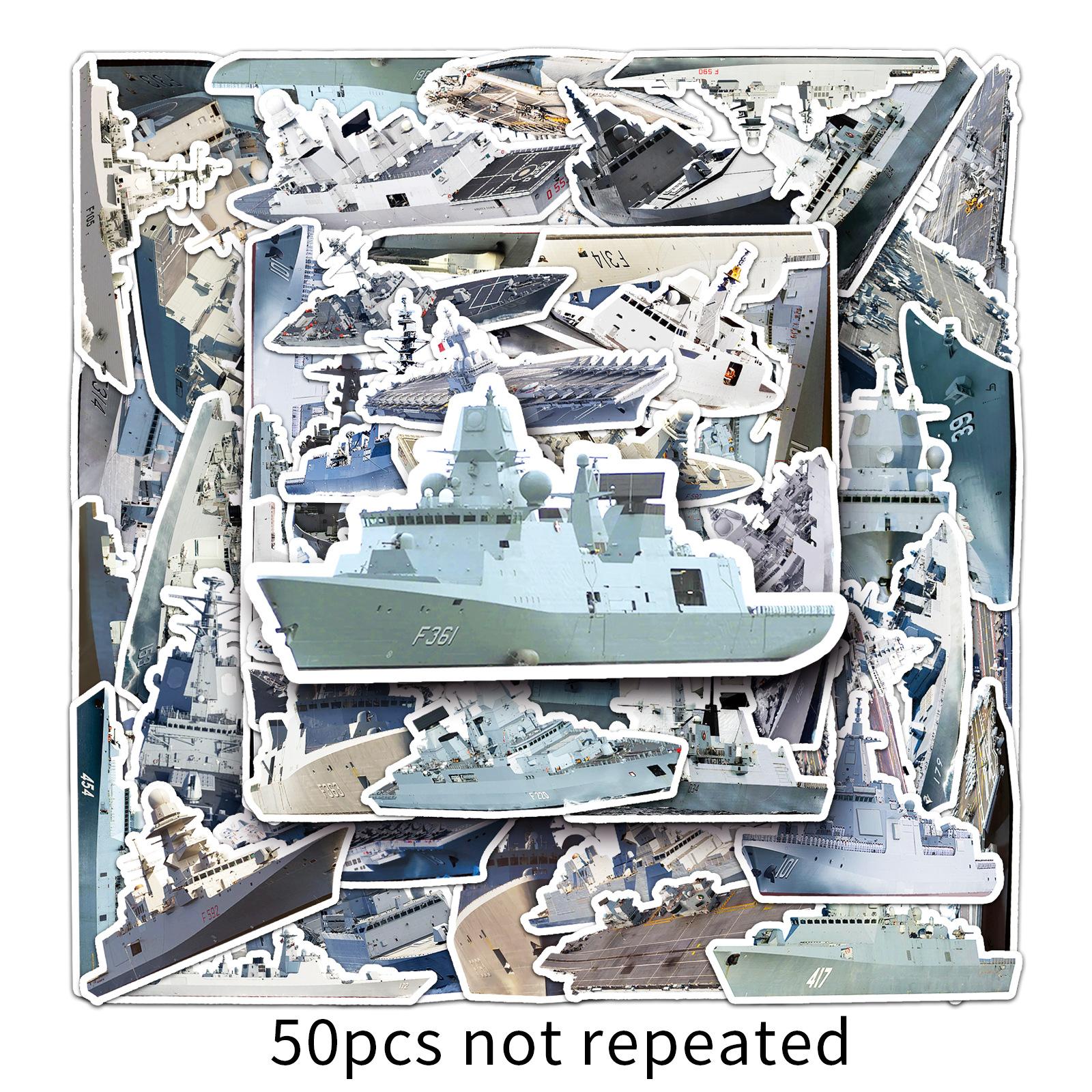 

50 Photos Of Warship Graffiti Aircraft Carrier Military Fan Do-It-Yourself Mobile Phone Case Suitcase Decals Water-Repellent