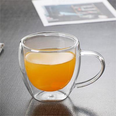 Tasses en verre à double paroi résistantes à la chaleur avec poignées (Lot de 2)