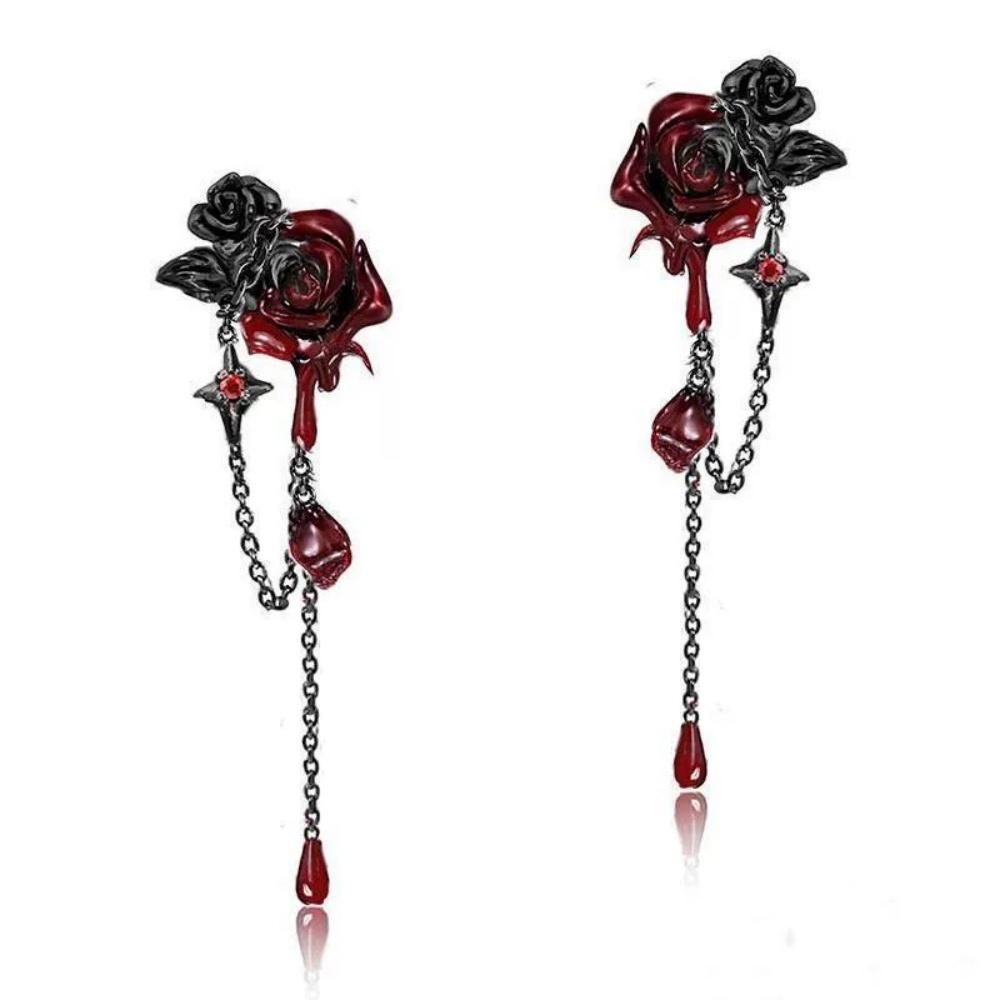 New Geometric Asymmetric Zircon Devil Thorn Rose Women's Earrings Trendy Fashion Personalized High end New Gothic Jewelry Gift