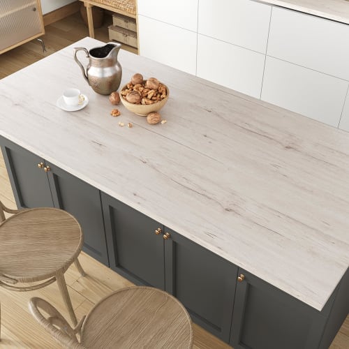 VEELIKE Wood Grain Wallpaper Sticker, 40cm x 3m, Durable DIY Wood Grain Sheet, Milk White, Peelable, Scandinavian Style, Rental Friendly, Cuttable, Oi