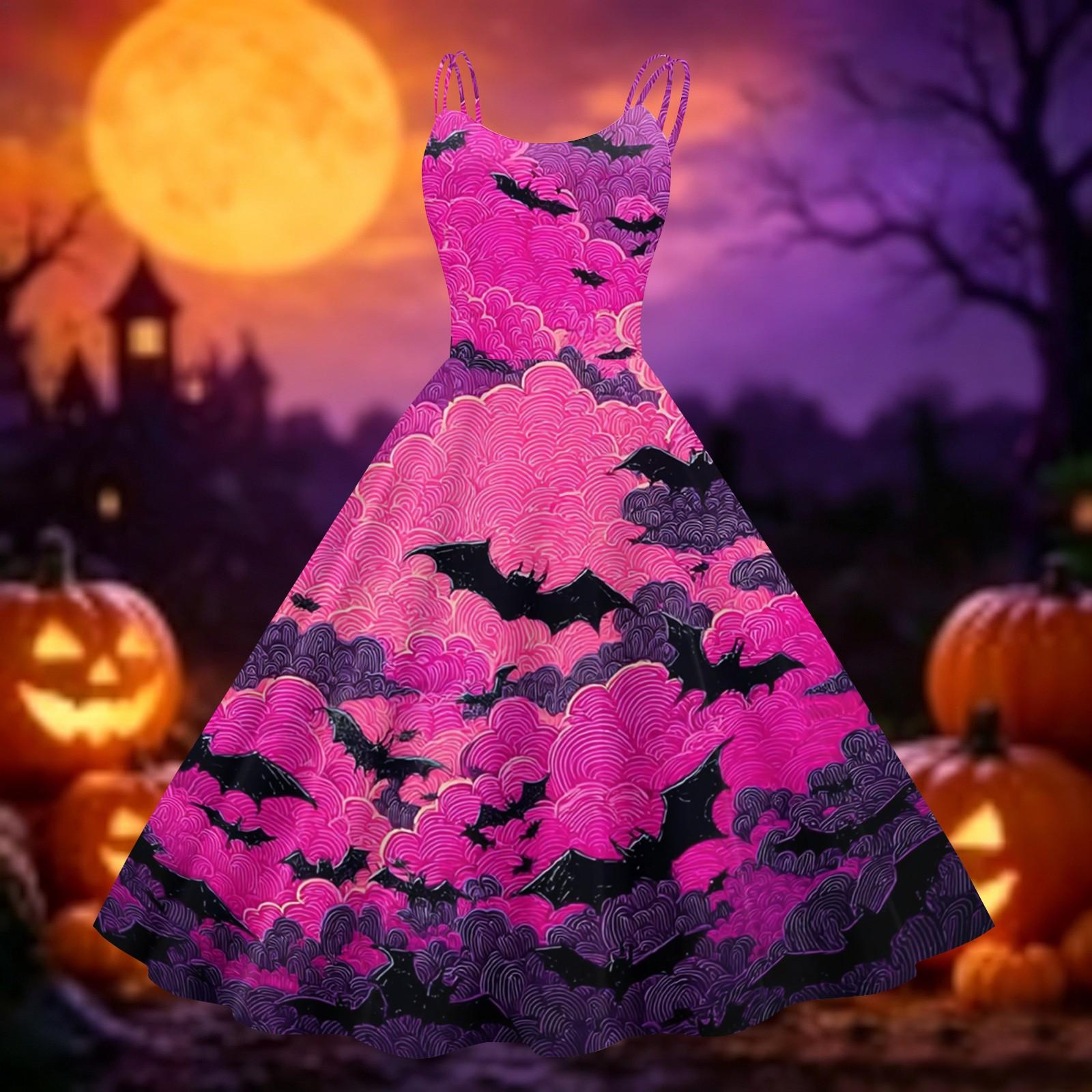Women s Halloween Printed Off Shoulder Vintage Dress XXL