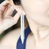 Women Party Cocktail Wedding Snake Chain Tassel Dangle Post Back Linear Earrings