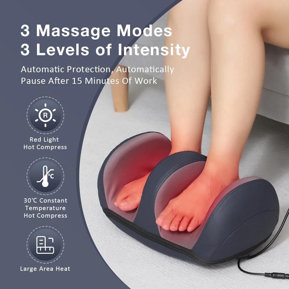 3-in-1 Electric Foot Massager Heat Vibration Roller Leg Feet Sole Muscles Relax Massage Hot Compress Foot Machine Remote Control