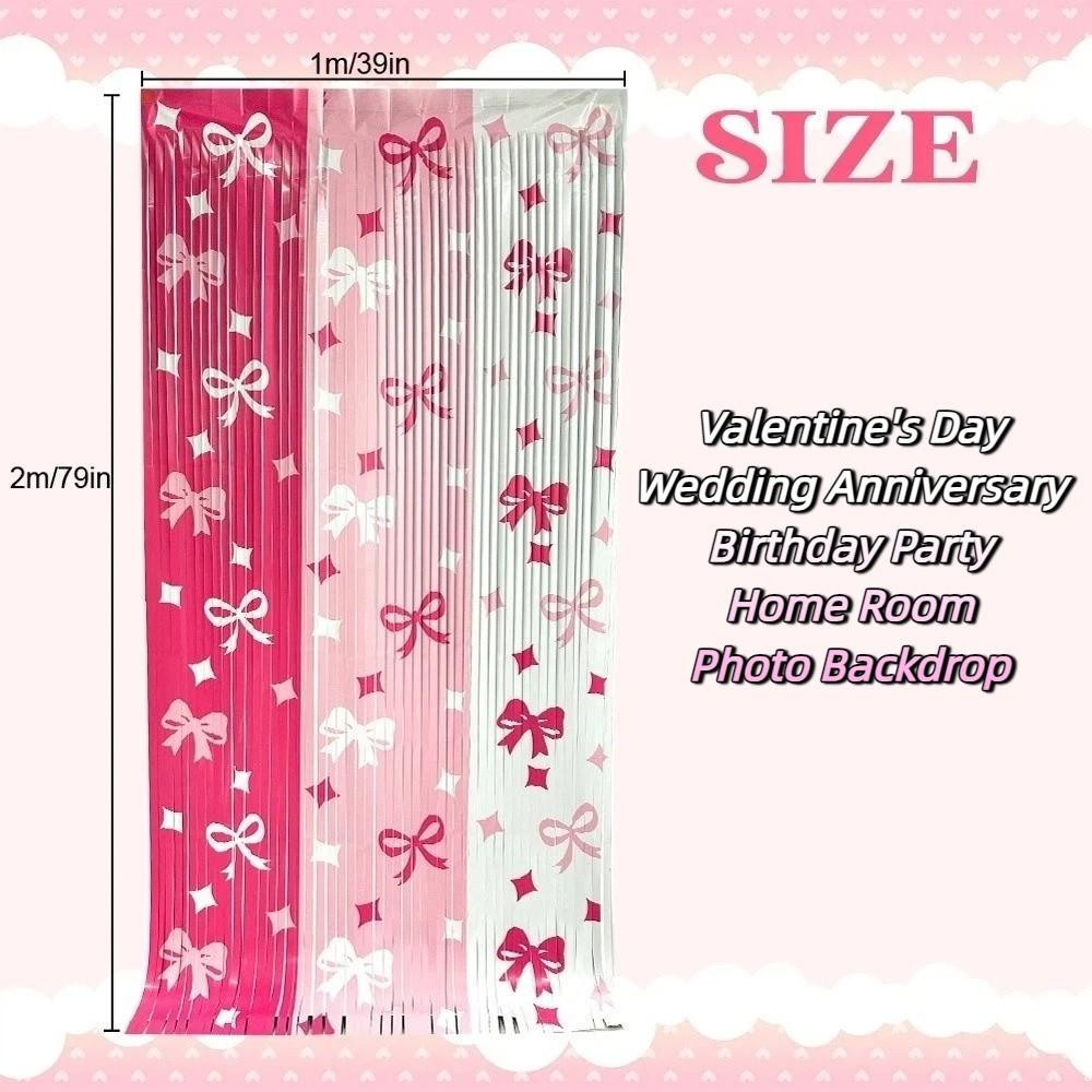 Bowknot Valentine's Day Party Backdrop Love Heart Streamers Hanging Curtains  Birthday Party