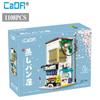Cada Japanese Sushi HouseBricks Shop LED Japanese Steamed Bun House Building Blocks Summer Cafe Cada Toy Street View Series Set