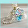 Crystal Color Bead Bear Keychain With Pearl Chain For Kids Gift And Party Favor