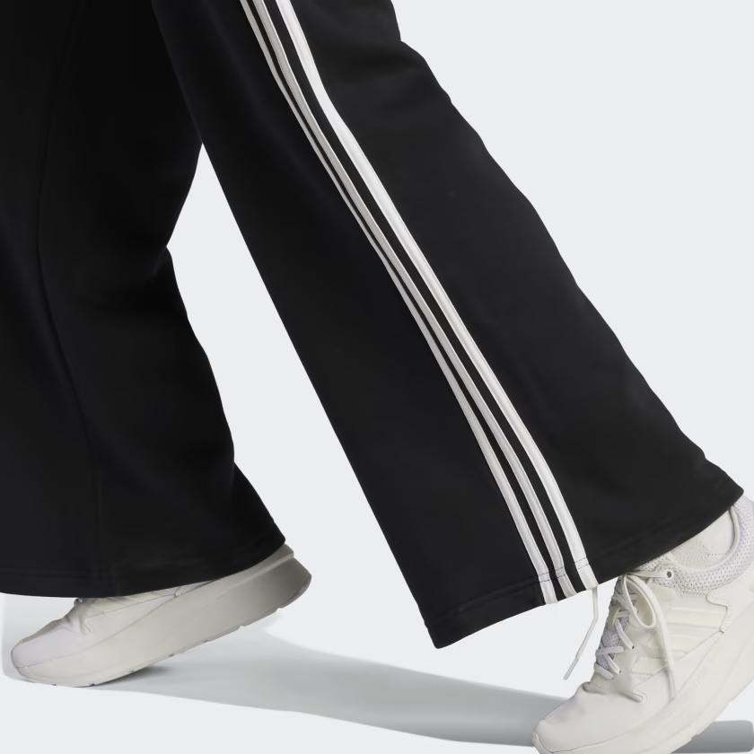 adidas Essentials 3 Stripes French Terry Wide Pants Black White Women's Lifestyle Pants HZ5747
