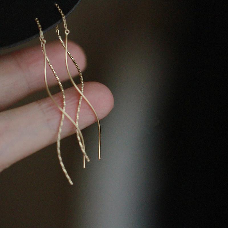 

Minimalist Long Chain Tassel Drop Earrings 925 Sterling Silver Trendy Dangle Earrings For Women Fine Jewelry Gifts Gold