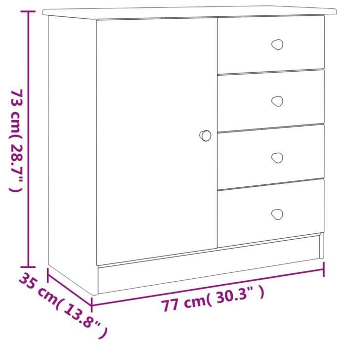 VidaXL Buffet ALTA White 77x35x73 Cm Solid Pine Wood 353944