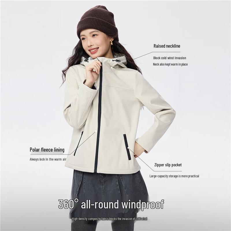 Damen Fleece-gefütterte Kapuzen-Softshelljacke
