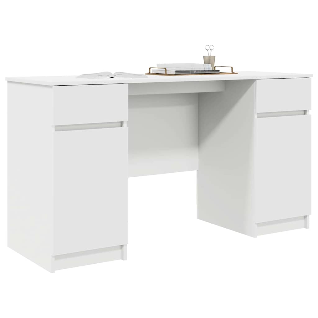 Scrivania Bianca con Cassetti 140 x 49 x 76 cm Truciolato