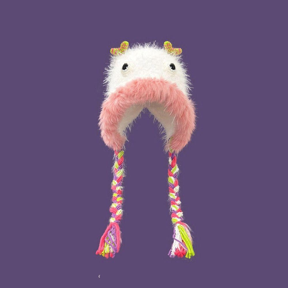Cloth Accessories Kawaii Funny Hat Knitting Ear Protection Hat Outdoor Cartoon Plush Hat  Boy