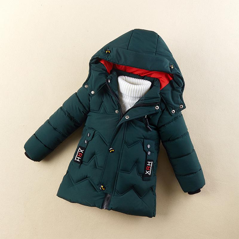 Boys Autumn and Winter Warm Handsome Outerwear Padded Medium Length Thickened Warm Coat