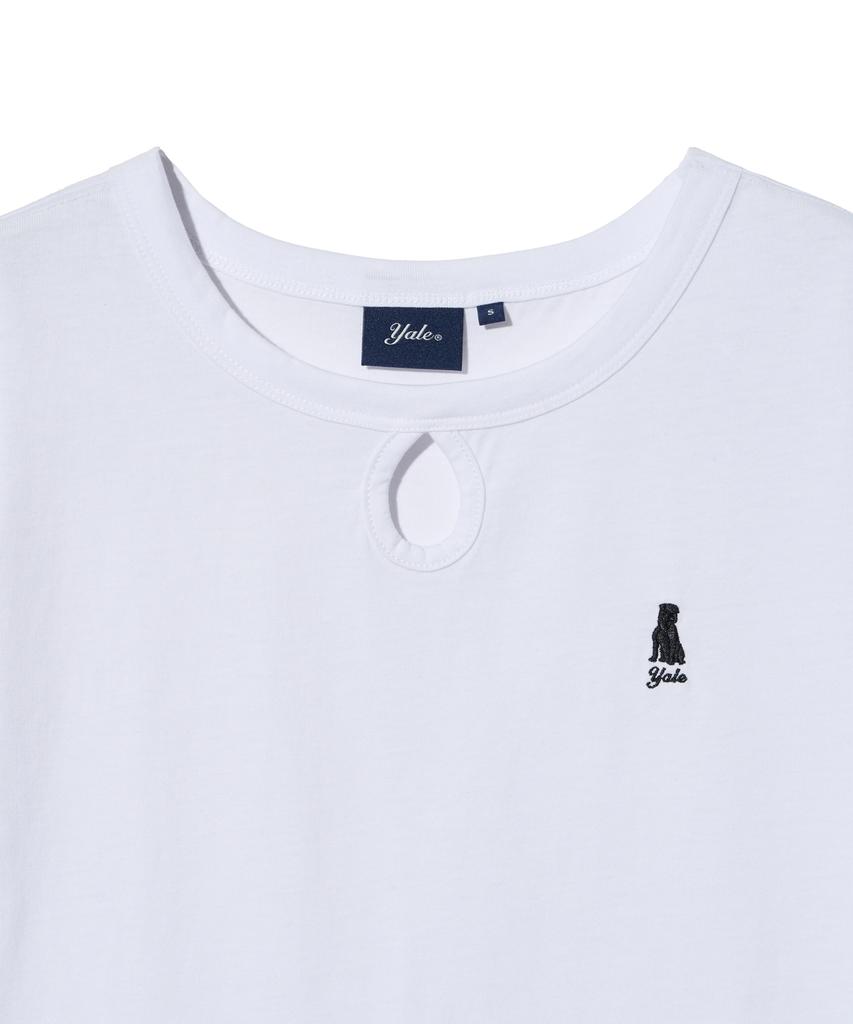 YALE Women'S Circle Point Crop Short Sleeve T-Shirt White