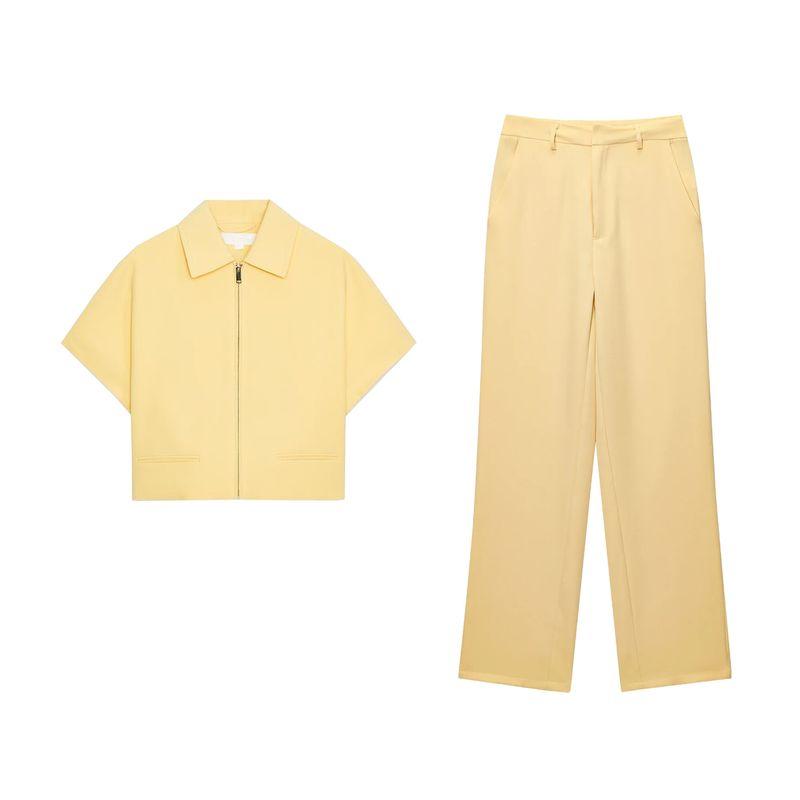 Lapel T-shirt Shory Style Outwear 8491053 8491053 Straight-leg Mid Waist Casual Pants 8491054