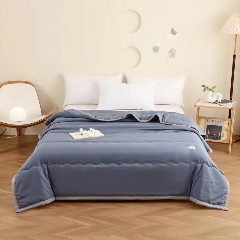 

Синее летнее одеяло, простое домашнее одеяло из стиранного хлопка, прямоугольное, удобное, приятное к коже, летнее одеяло для спальни на весну-лето 110x150cm 1pcs