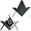 Cut Out Shaped Square And Compass Masonic Car Emblem For Freemasons Chrome