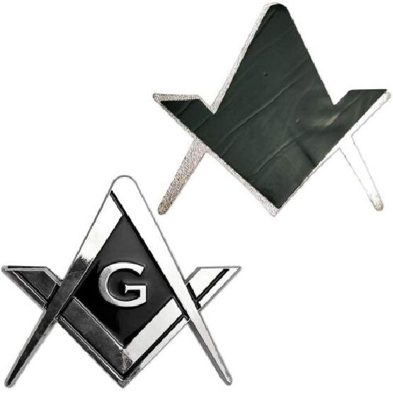 Cut Out Shaped Square And Compass Masonic Car Emblem For Freemasons Chrome
