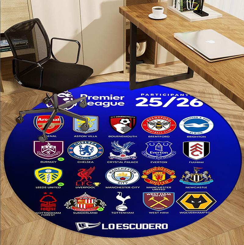 Chelsea F.C Pattern Round Rug, Indoor/Outdoor Mat, for Picnic, Gameroom, Bedroom, Office, Living Room, Home Decor Carpet, Birthday Gift