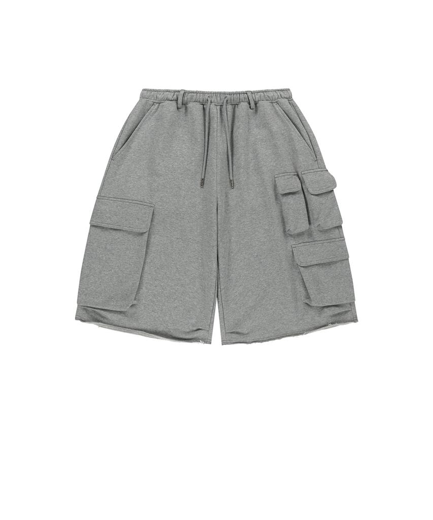 Mattengkim Terry Utility Pocket Bermuda Pants In Gray