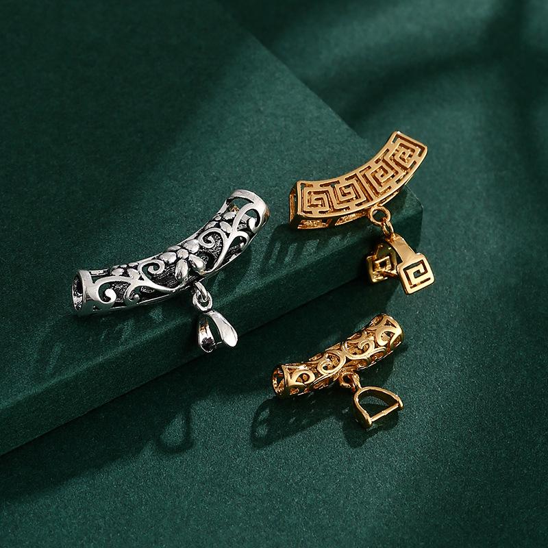 18K Gold-Plated Thai Silver Pendant Bail with Agate Jade Buddha Guanyin Clip