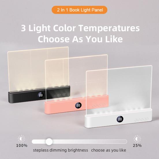 2-in-1 LED Book Light & Night Light Portable Reading Lamp for Students 1-99 Min Timer Adjustable Brightness Rechargeable Night Light for Bedroom Study