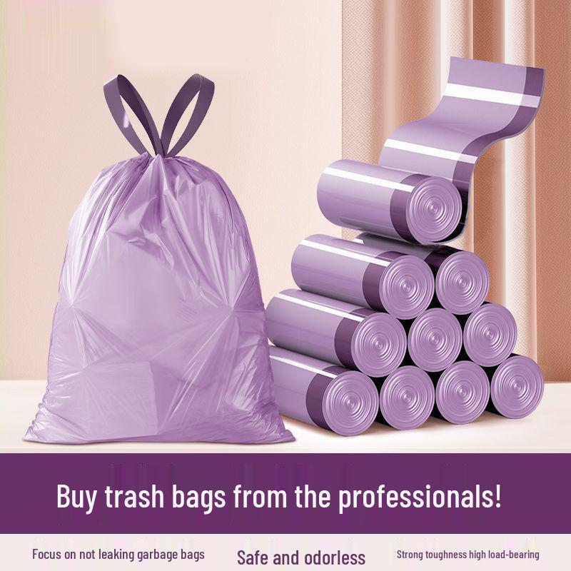 Mugwort Scented Extra-Thick Disposable Kitchen and Dorm Garbage Bags with Drawstring - Large and Portable