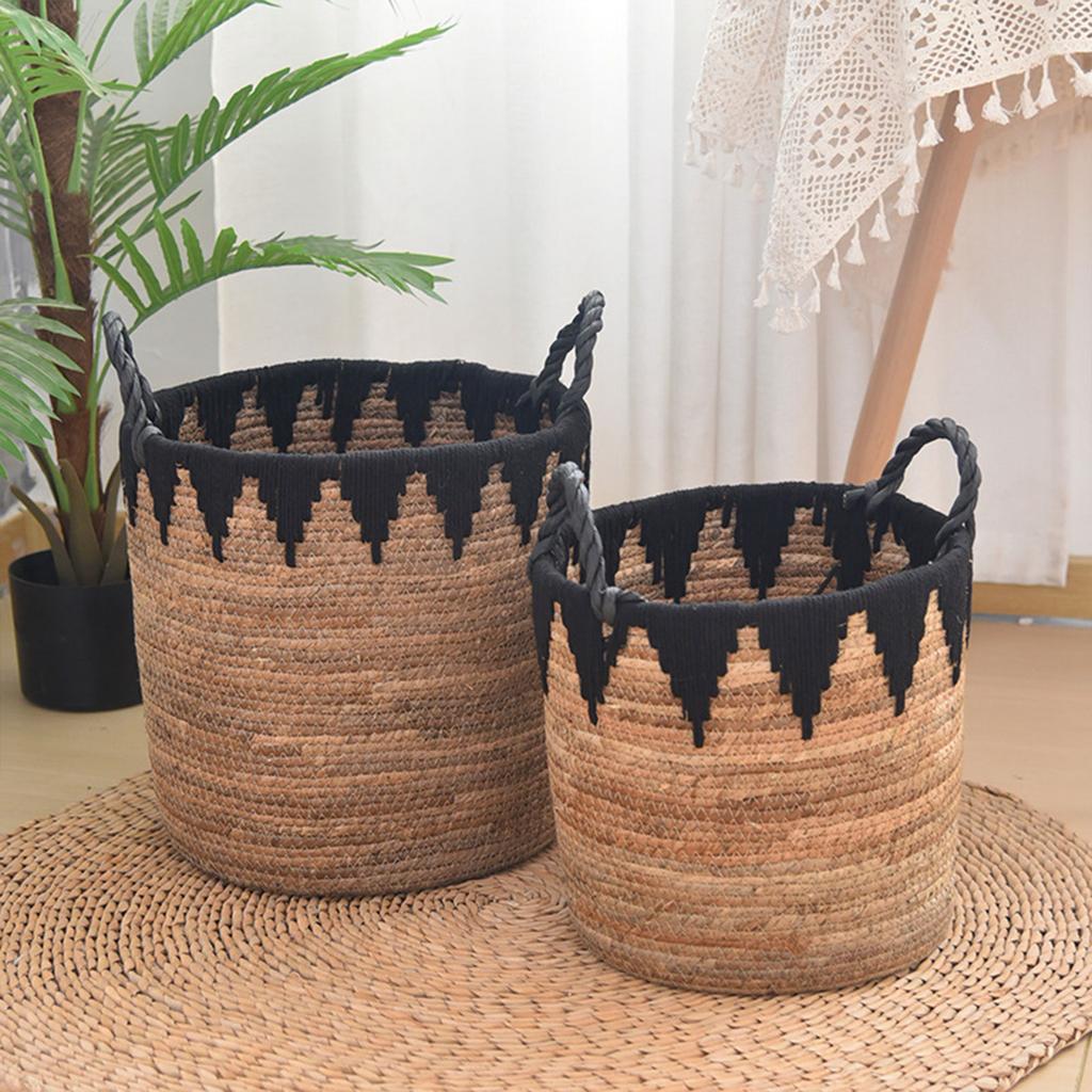 Elegant Woven Cotton Rope Basket Spacious Plant Basket Plant Holder with Handles Perfect for Any Home Setting