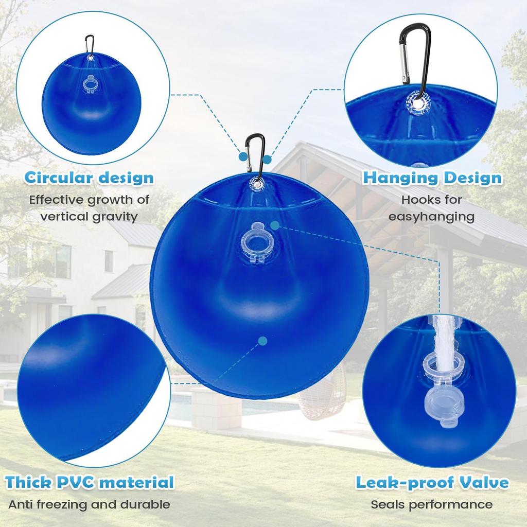 Water Bags For Pool Cover 10 Pieces Pool Hangable Water Bags With Buckle Swimming Tub Weights For Poolside Backyard Garden