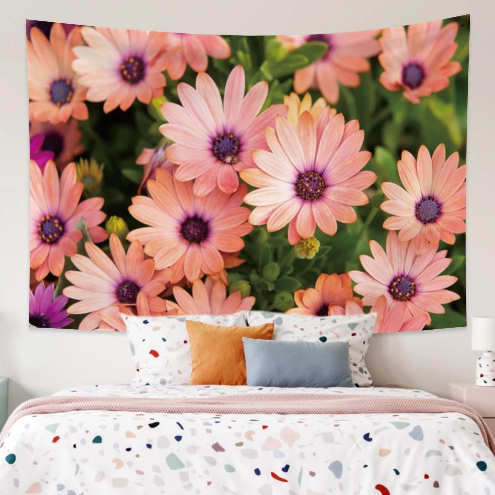 Beautiful Rose Pattern Tapestry Daisy Background Cloth Home Decoration House Living Room Wall Hanging Cloth
