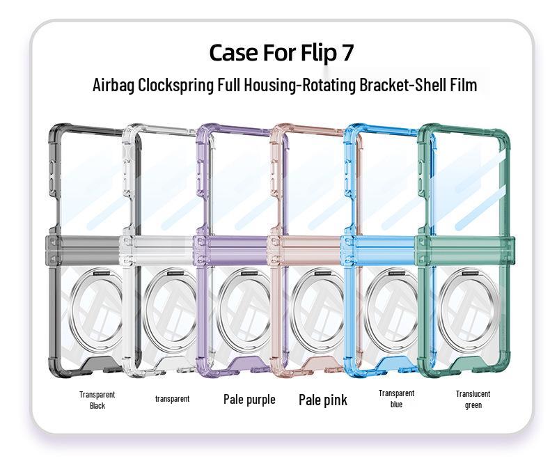 Etui na Samsunga Z Flip7: Wysokiej klasy przezroczysty magnetyczny z powłoką galwaniczną i obracanym o 360° stojakiem