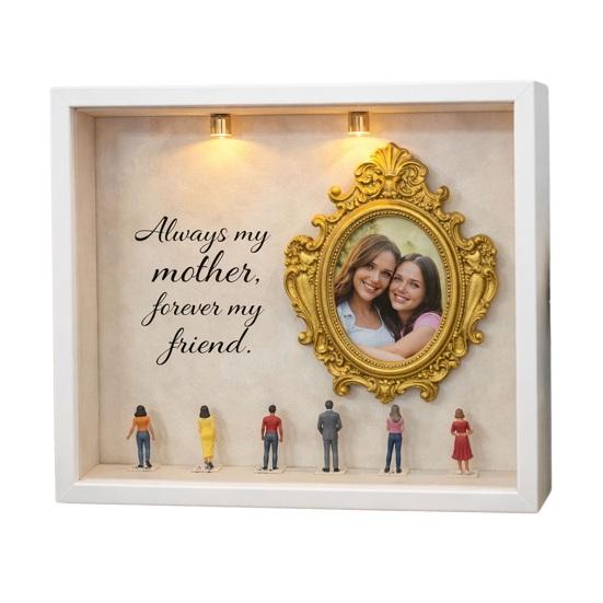 DIY Mini Museum Silhouette Box Personalized Photo Memory Display Case with Gold Frames