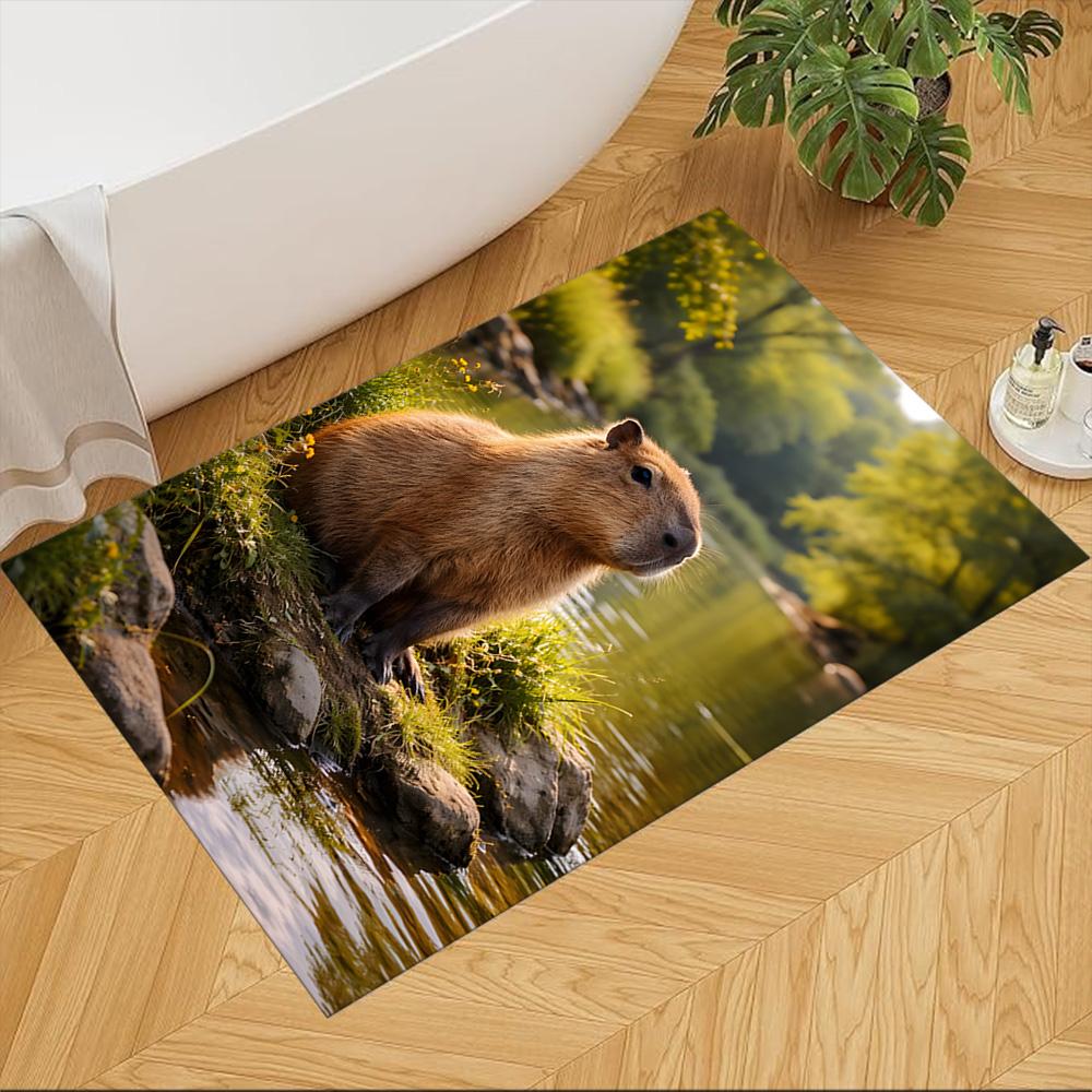 

Capybara Enjoys Watermelon Pool Non-Slip Home Carpet Design for Living Room Bedroom Office Decor Gift with Vibrant Pattern and Comfortable 40cmx60cm