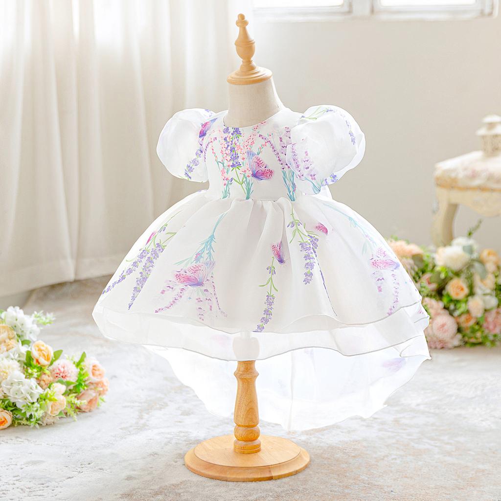 Wedding Flower Girls Dress Toddler Baptism 1st Birthday Dress Baby Girl Clothes Princess Wedding Lace Party Kids Costume T3069