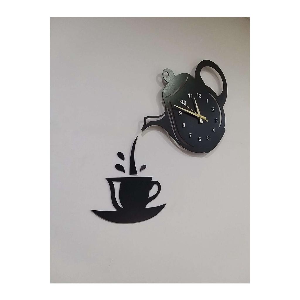 Teekannen-Modell, dekorative Küchen-Wanduhr aus Holz