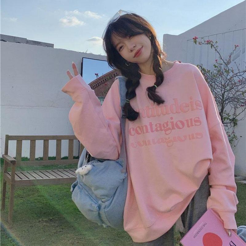 Vrouwen Lange Mouw O Hals Losse Truien Vrouwelijke Tops Effen Kleur Sweatshirts