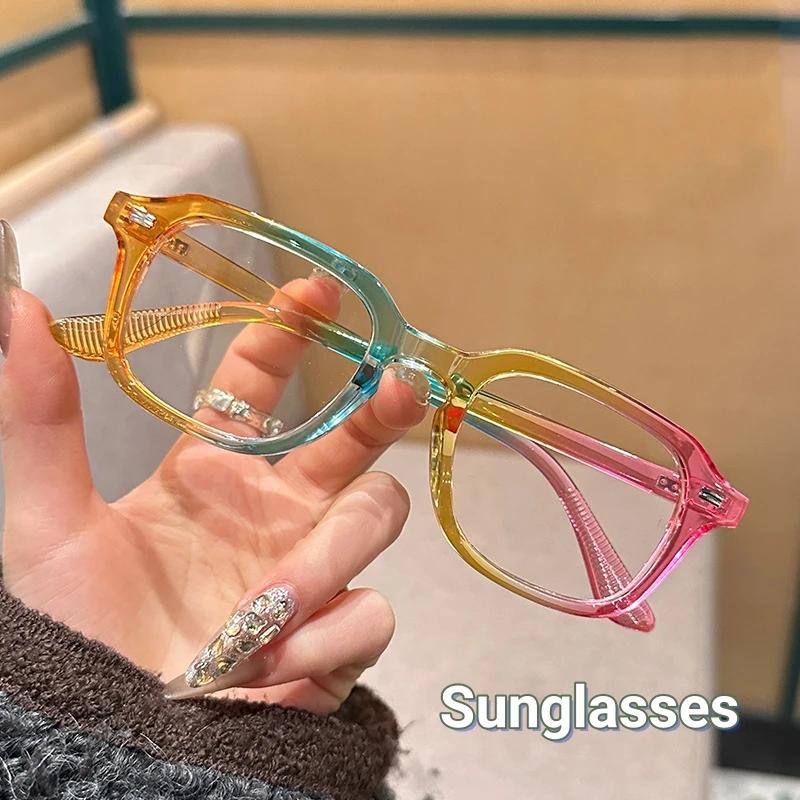 Retro Square Frame Glasses for Men Women Fashion Anti Blue Light Office Work Ultra Clear Outdoor Sunglasses Trendy