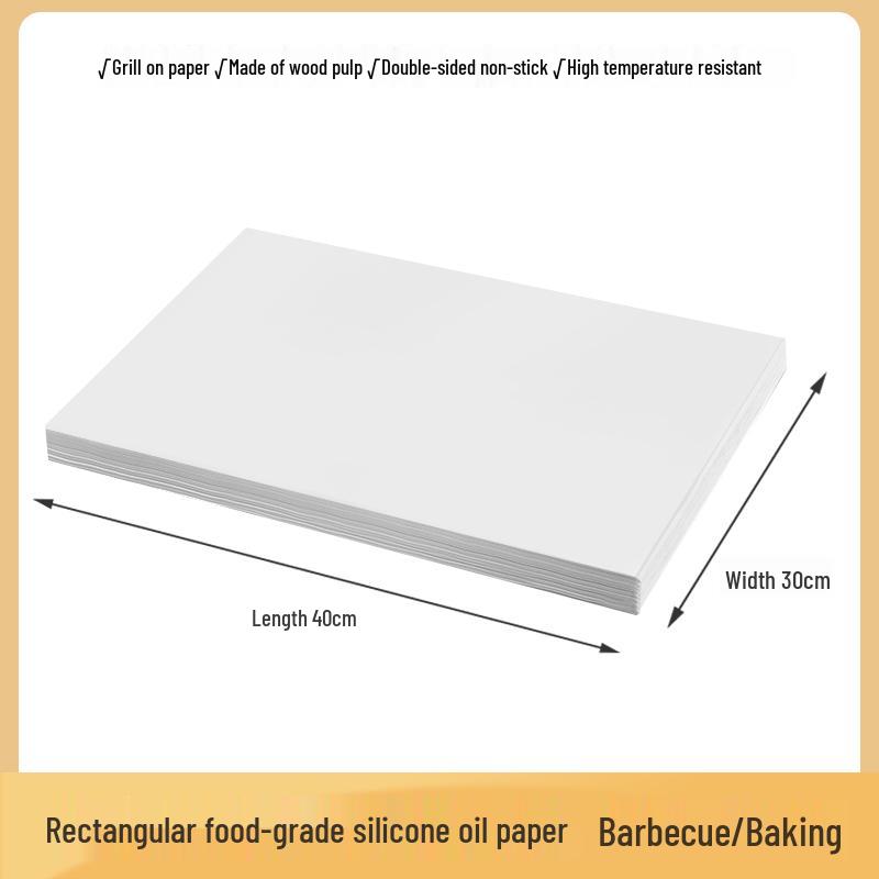 Rectangular Non-Stick Disposable Baking Paper for Oven, Cake, and Barbecue Oil Absorption.