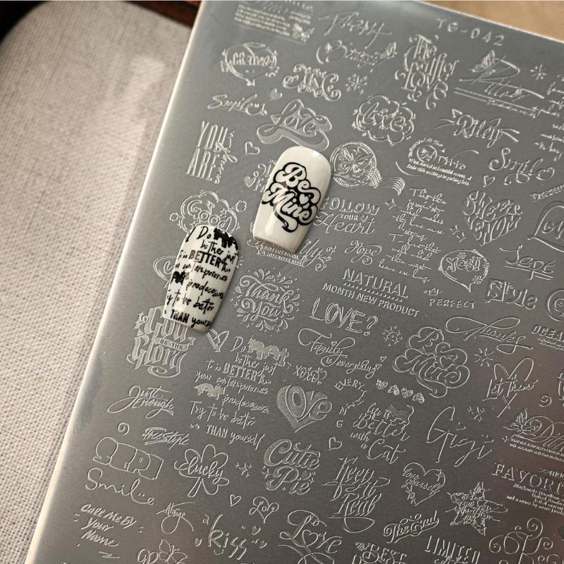 Stainless Steel French Manicure Plate Heart Theme Stamping Plate Metal Texture Suitable for Nails Decors Application