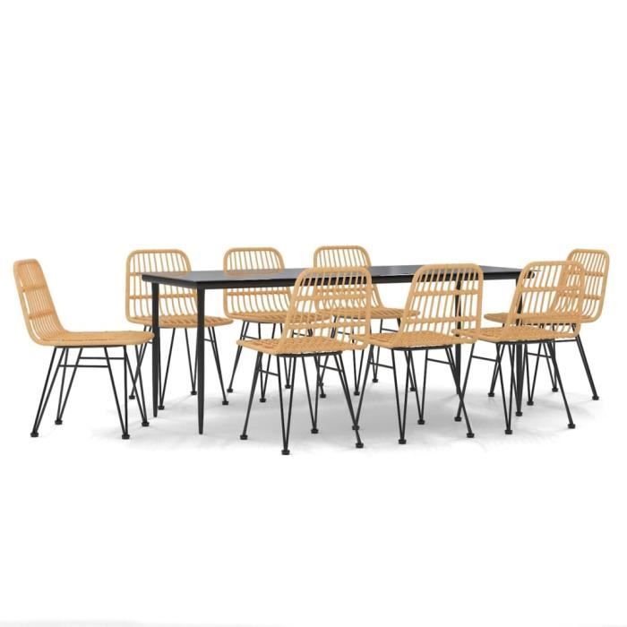3157879 vidaXL Ensemble à dîner de jardin 9 pcs Résine tressée