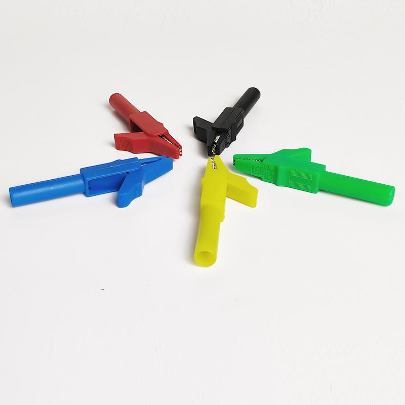 Fully Insulated Brass Test Clips 5mm Mini Jaw 4mm Safety Banana Jack, High Voltage Proof 3000V, 4/10pcs for Electrical Testing