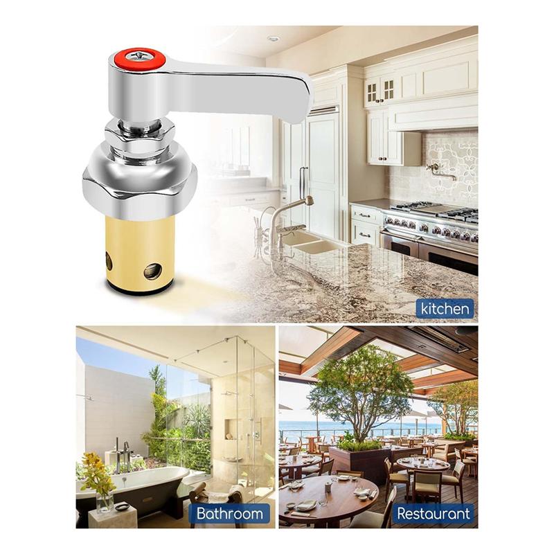 

Handle Stem Assembly Fits For Brass Faucets Replace,Blue-Cold And Red-Hot Side Spindle Assembly Valve Replacement Part срібний