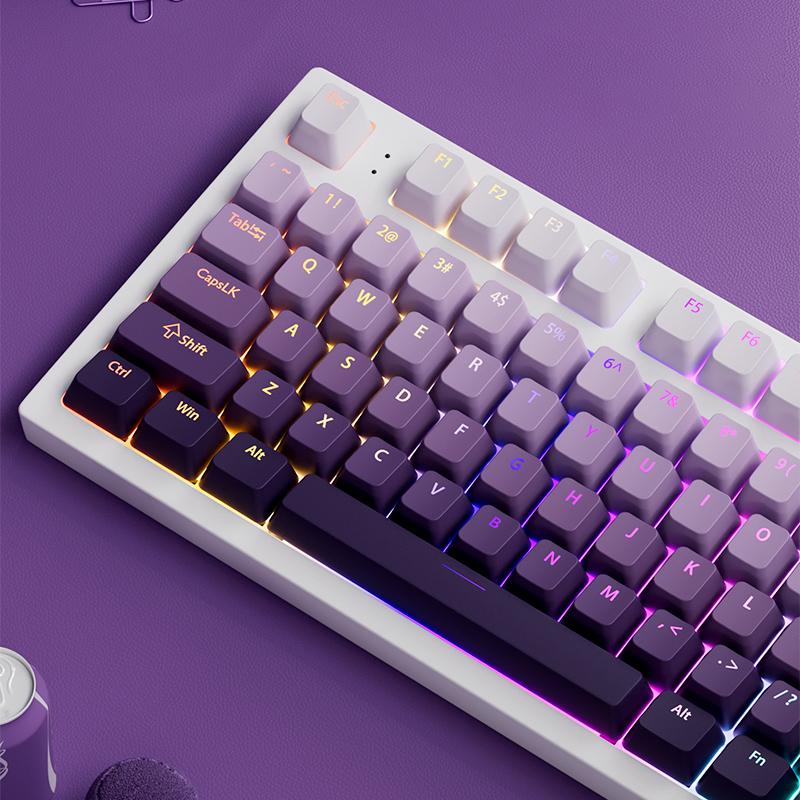 Xiaomi 2026 Lavender Top Print RGB Backlit Keycaps 135 Keys OEM Profile Shine Through PBT Double Shot Keycaps for MX Switches Keyboards