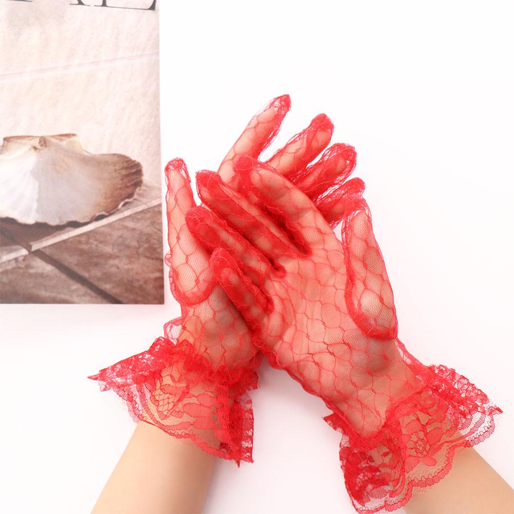 Performance Retro Dinner Dress Dress Accessories Short Banquet Wedding Thin Mittens Lace Gloves Bridal Mesh Gloves